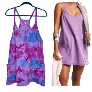 NEW Free People Movement Hot Shot Mini Dress Custom Tie Dye Blue & Purple Medium